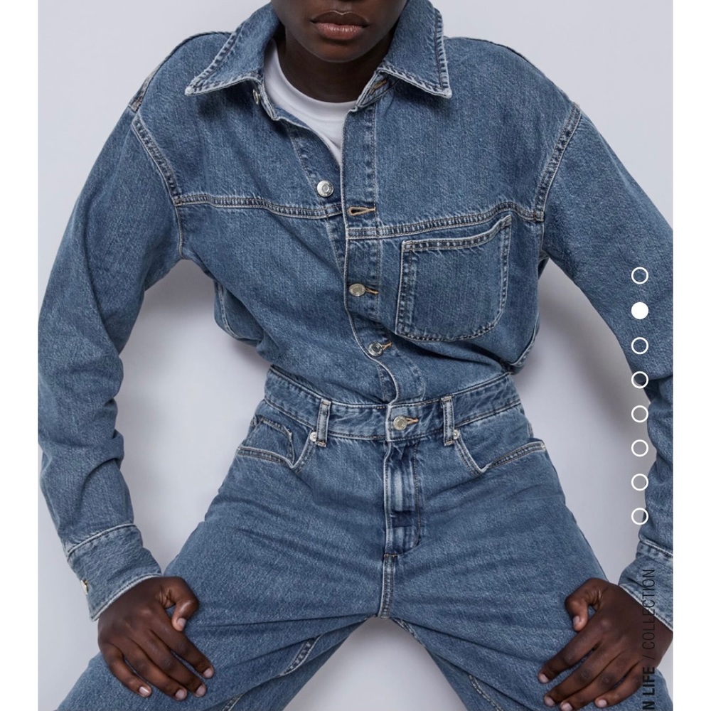 Zara long denim blue jumpsuit